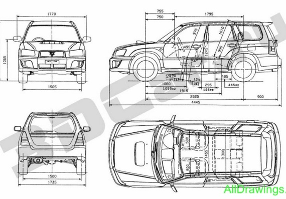 Subaru Forester STi (Субару Форестер СТи) - чертежи (рисунки) автомобиля
